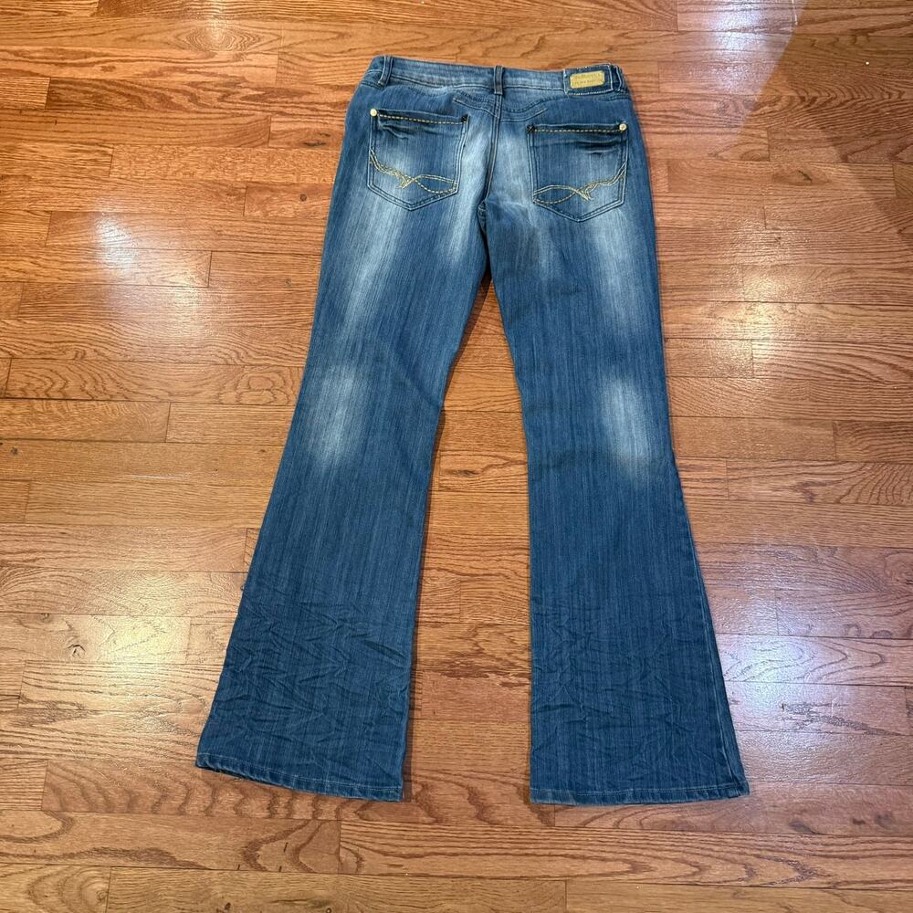 Dollhouse Women’s Size 11 Blue Bootcut Jeans Gold Stitching Stretch Denim